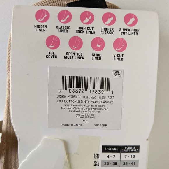 HUE Hidden Cotton No Show Liner Socks - M/L - Picture 4 of 5